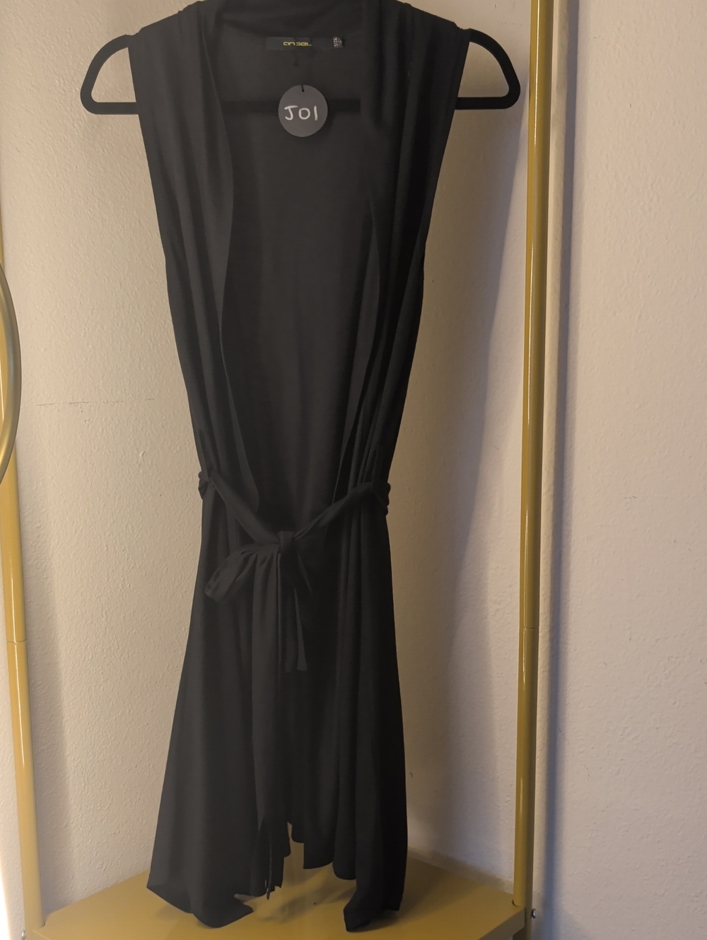 Angels Black Sleeveless Wrap Vest with Self Tie